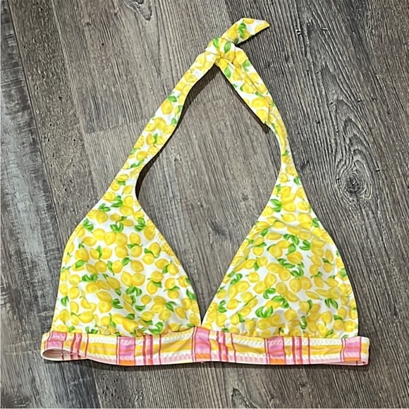 Vintage Hobie Lemons Pink Plaid Y2K Halter Bikini Top No Size Tag Sz S Retro - Picture 4 of 12